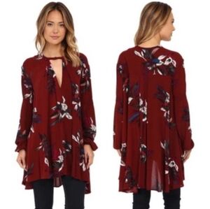 Free People Burgundy Floral Dress